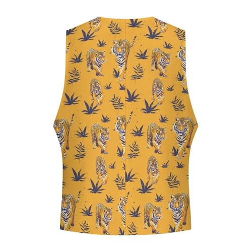 Animal Tigers Print Men's Suit Vest Waistcoat Vests Formal Dress with 2 Pockets for Business Casual Tuxedo4