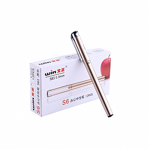 Unim firma bolígrafo de metal Bolígrafo, punta fina (0,5 mm)  Pack de 12, color negro, color dorado