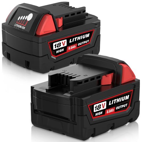 TUKOPK 2Pack Lithium-ion Battery Replacement for Milwaukee 18V Battery Long Runtime Compatible with Milwaukee 18V Lithium Battery 48-11-1882 Cordless Tools (8.0Ah 2Pack)
