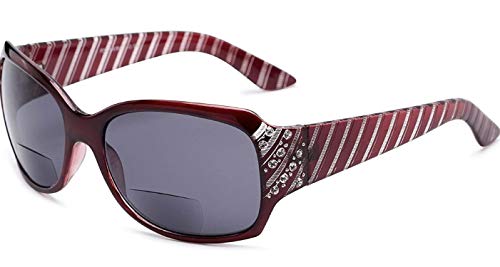 Incredible Bargains The Jazzy Bifocal Reading Sunglasses, Rhinestone Glasses, Tinted Readers for Women + 2.25 Red