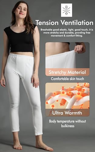 Image of Wearslim Women's Cotton Thermal Underwear Set, Thermal Sleeveless Camisole and Pant Set, Round Neck Tank Tops & Bottom Soft Warmer