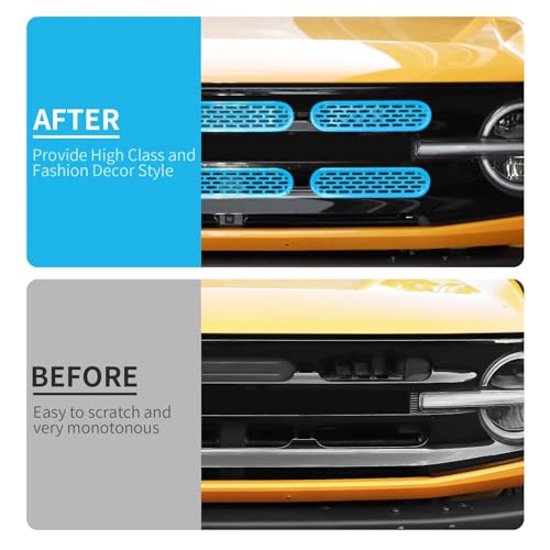 Image of Linskip Oval Grille Inserts Fit for 2021-2025 Ford Bronco, Front Mesh Grille Cover for Bronco Exterior Accessories, Enhancing Vehicle Front Appearance(baby blue)