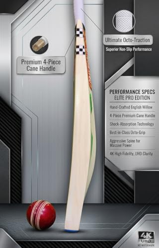 Image of SAG Sport English Willow Leather Cricket Bat Full Size | Crafted from Premium English Willow | Lightweight & Durable with Ergonomic Grip | Ideal for Adults, Power Hitting, Club Matches & Tournaments