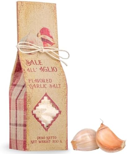 Sicilian Sea Salt with Garlic, 7 oz, All-Natural Unrefined Sea Salt Infused with Garlic, Artigiani dei Sapori