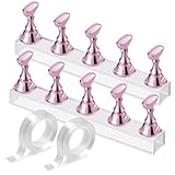Etercycle Nail Stand Acrylic Nail Art Display Stand Practice Nail Holder for Painting Nails Magnetic Practice Stands with Double-sided Tape For DIY Salon Supplies (Pink)