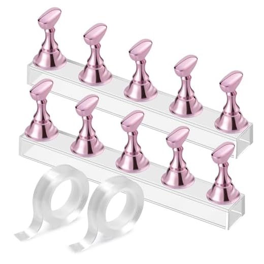 Etercycle Nail Stand Acrylic Nail Art Display Stand Practice Nail Holder for Painting Nails Magnetic Practice Stands with Double-sided Tape For DIY Salon Supplies (Pink)