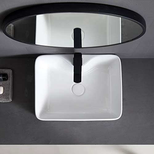 White Bathroom Sink Above Counter Ceramic Bathroom Vanity Sink Bathroom Sink Art Basin (19-1/4 Rectangle) - Thumbnail 2