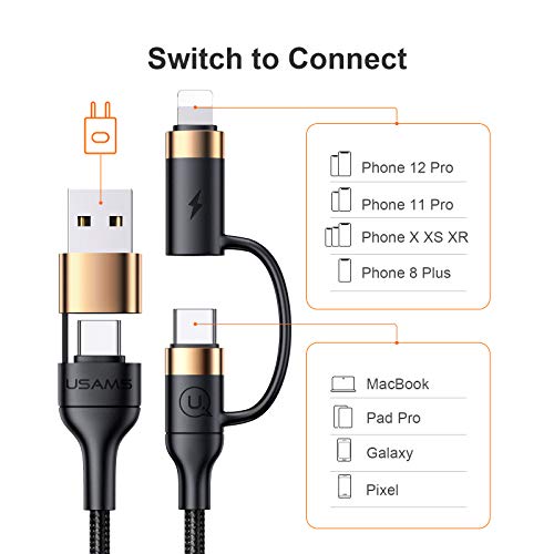 Mjems USB C CABLE C Multi Fast Charging Cable Pd 60W Nylon Braided Cord 4-In-1 3A Usb/C To Type C/Phone Fast Sync Charger Adapter Compatible With Laptop/Tablet/Phone thumb #1