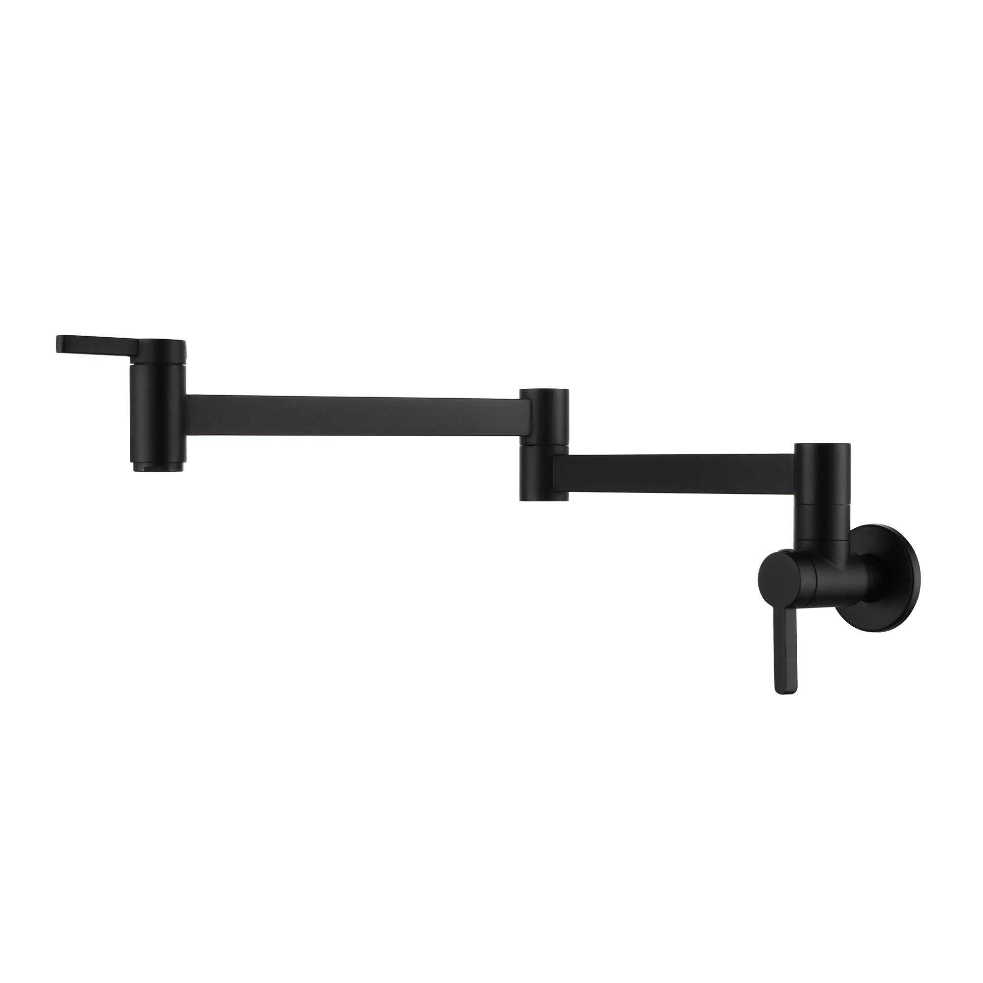 HomeLava Grifo relleno de olla negro, Grifo de cocina montado en la pared, Grifo latón, Plegable, Extensible, Doble junta, 2 manijas (negro)