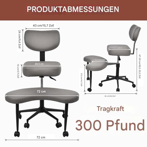 Chaise de bureau ergonomique assis tailleur avec support dorsal intégré - 3