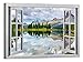 Canvashop Quadri Moderni Finestra Montagna 70x50 cm Quadro su tela canvas Stampe da parete Dolomiti Lago di Federa arredo casa arredamento soggiorno