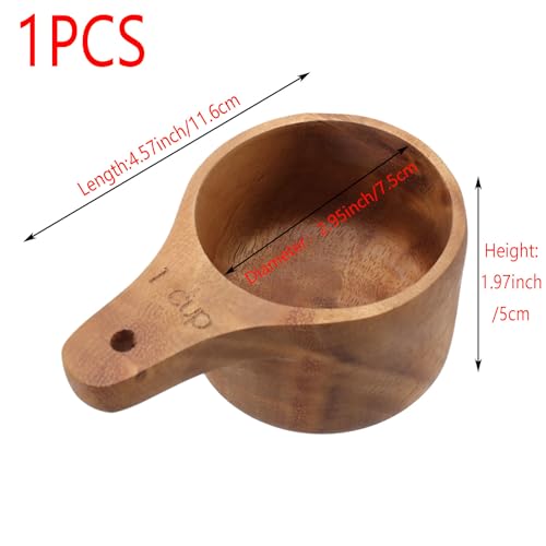 Vaso medidor de madera 1 cup con mango natural miniatura 2