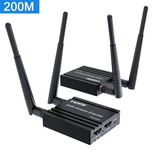 Image of ETZIN Wireless HDMI Transmitter and Receiver Extender 200m(656Ft) 5.8GHz 1080P@60Hz Audio Video Extender Kit and HDMI Loop-Out for TV,DSLR Camera,Projector,DVR,Laptop,PS5,Switch