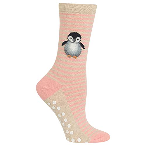 HOTSOX Womens Penguin Non Skid Socks 1 Pair, Blush Pink, Womens 9-11