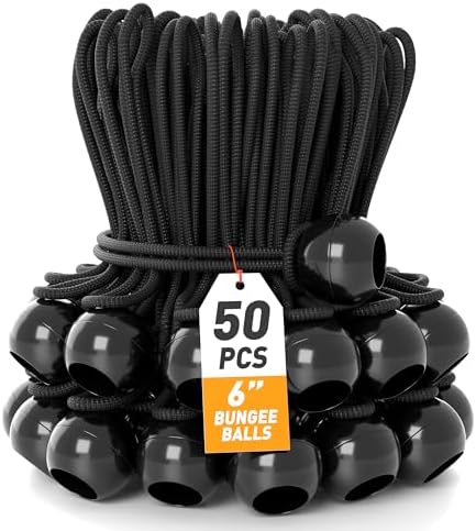 YOKIVE 100-Pack Tarp Ball Bungee Cords – 9 Inch Elastic Tie-Downs For Camping, Tents, Cargo (Black) - View #2