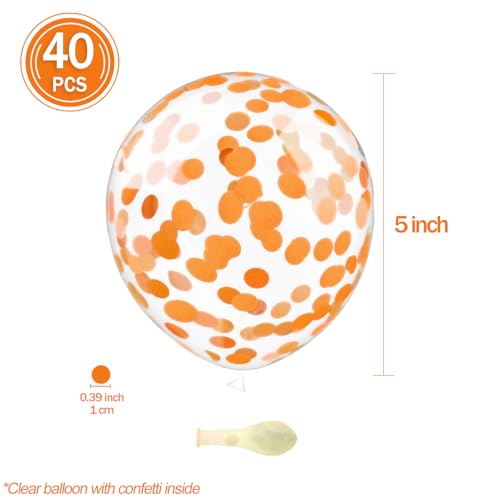 Image of Orange Confetti Balloons, 40 Pcs 5 Inch Clear Balloons with Confetti Inside for Birthday Party Graduation Engagement Cake Topper Decor Bridal Shower Baby Shower Decoration Supplies -Paper Confetti