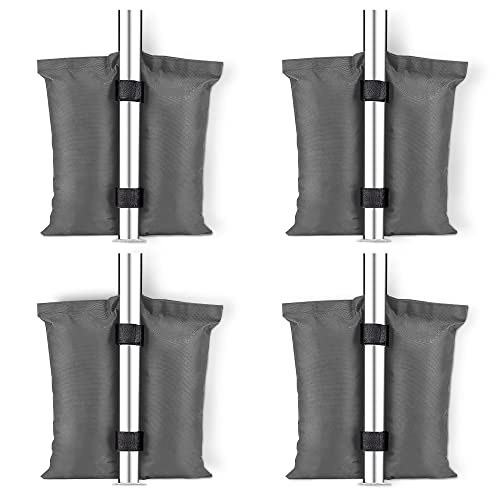 KEPLIN 4-Pack Gazebo & Tent Weight Bags - Heavy-Duty Stability for Canopies, Umbrellas, Furniture & More with Velcro Straps & Double Pocket Design for Secure Attachment - Reliable Hold Sand