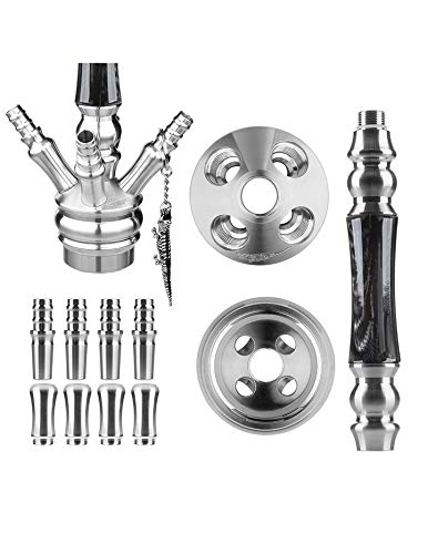 Alligator Bingo Shisha aus Edelstahl - Black - inklusive Zubehör | LED Beleuchtung + Schlauch Set inkl. Mundstück… – Bild 3