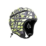 Soft Shell Football Helmet Scrum Cap 7v7 Rugby Helmet Padded Helmet Goalkeeper Adjustable Soccer Goalie Helmet Flag Football Helmet for Child Youth Adult (Fluorescent Yellow, Medium with 19