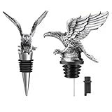 2-in-1 set, 1x Wine Pourer Spout Aerator with cover, 1x Wine Bottle Stopper with Silicone Seal, Food-Grade Stainless Steel and Silicone, Keep Fresh for up to 15 Days (American Bald Eagle)