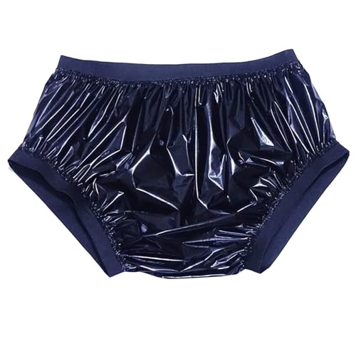 Reusable Vinyl Incontinence Pants, Loose Fit High Gloss PVC Mid-Rise Briefs, Adult Diapers, Soft Surface, Suitable for Adult Men and Women