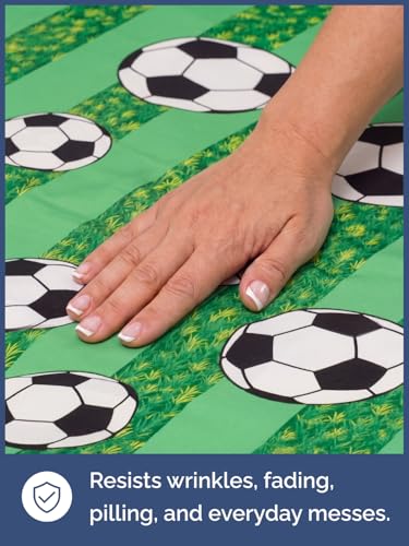 Image of Kids Twin Size Soccer Bed Sheets - 3 Piece Kids Soccer Sheet Set | Soccer Themed Bedding, Ultra-Soft, Cute & Cozy, Breathable & Machine Washable, Kids Bed Set for Boys, Girls, Teens & Toddlers