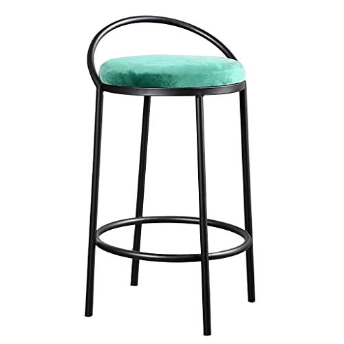 WRRAC-Stuhl Moderner einfacher Pub-Barhocker mit Flanellkissen Schwarze Metallbeine Gepolsterter Sitz High Stools Freizeitstühle, Höhe 65cm, Mehrere Farben für Küche Wohnzimmer Insel Cover