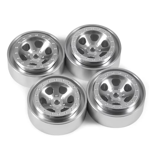 RC�����p�A�N�Z�T���[ For TRX4M For Bronco For Defender For FCX24 AX24 1/18 �A���~CNC�r�[�h���b�N�z�C�[������ �����^�C���Ή� 4�� RC�N���[���[�A�b�v�O���[�h(Silver)