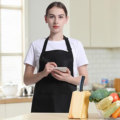 Funchaos 4 Packs Unisex Black Chef Apron, Waterproof Adjustable Aprons With 2 Pockets, Men Women Personalised Apron For Cooking, Kitchen, Gardening, Restaurant, Coffee House #TOP5