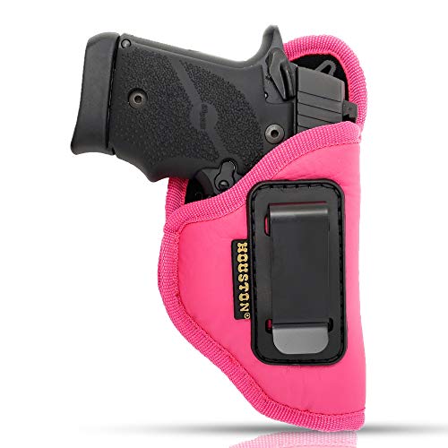 IWB Woman Pink Gun Holster - Houston - ECO Leather Concealed Carry Soft | Suede Interior for Protection Fits: Glck 42,SIG P 938, 1911 3 , Kahr 380, Bersa 380, Diamond Back 9mm (Right) (CHPK-58-RH)