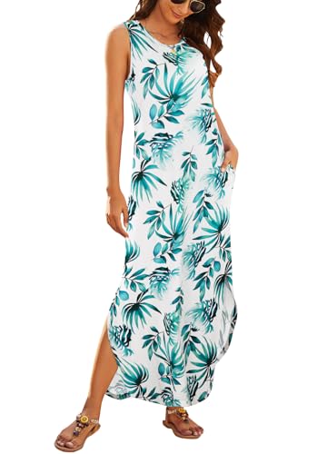 Image of Hount Women's Casual Summer Sleeveless Dress Loose Split Maxi Dresses with Pockets