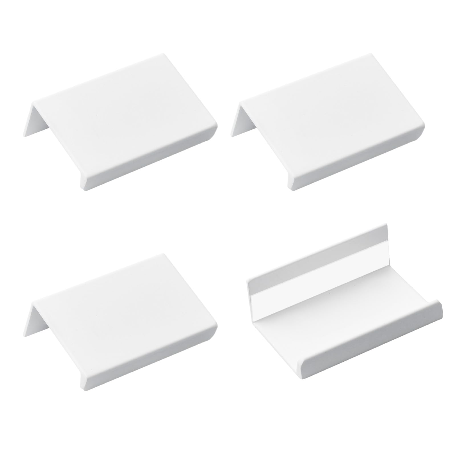 MOROBOR Mini Finger Edge Pull, 4 pcs Self Adhesive Pulls Modern Style Drawer Handle Aluminum Alloy Invisible Handles Right Angle Wardrobe Handle for Cabinet Hardware Drawer,50mm/White