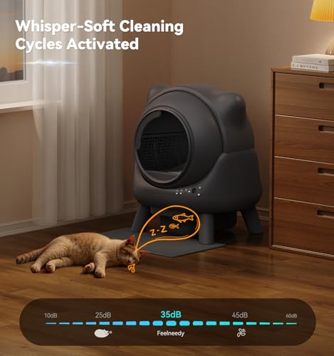 Self Cleaning Litter Box, Automatic Litter Box, FEELNEEDY Odor Control Robot, Cat Ears Design, 65L APP Real-Time Monitor, Cat Litter-Boxs for Multiple Cats, Safety Sensors, with 1 Trash Bag - Image 7