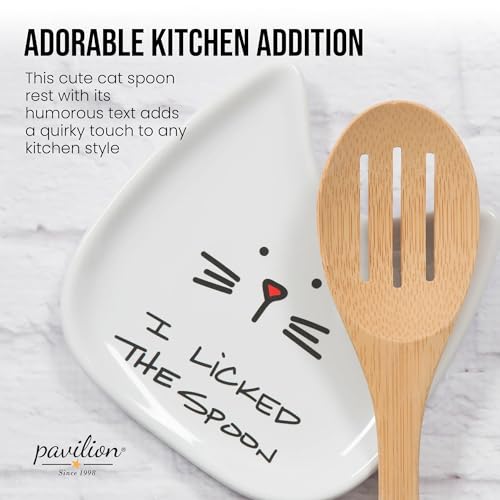 Pavilion Gift Company 37114 I Licked Ceramic Cat Spoon Rest, Stoneware, White - Image 3