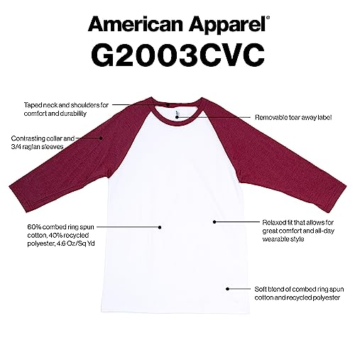 American Apparel Adult CVC Raglan T-Shirt, Style G2003CVC, 2-Pack2