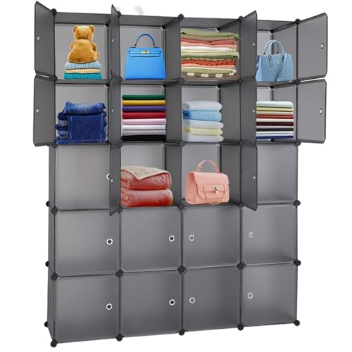 Lista de Roperos de plastico - los más vendidos. 41 K PRACTIKSA | Ropero Armable Armario Closet Portátil 20 Cubos - Color Gris