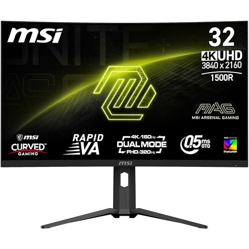 MAG 321CUPDFDE Monitor de juego UHD de 32' con frontal curvada - 1500R 3840 x 2160 Rapid VA Panel, Dual Mode/0,5 ms (GtG, min. ), Adaptive Sync DP 1.4a, HDMI 2.1 CEC, USB Type-C (DP alt. con 15 W PD)