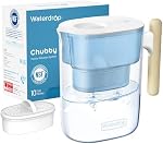 Waterdrop PT-04B Water Filter Pitcher, 10-Cup Capacity, NSF Certified, 200-Gallon Long-Life Filter, 5X Longer Filter Life, Reduces PFOA/PFOS and Chlorine, BPA-Free, Sturdy Wooden Handle, Blue | 200-Gallon Long-Life Filter, 5X Longer Filter Life, Redu