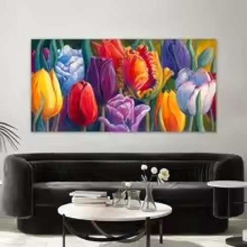 Art mural fleurs colorées impressions sur toile salon design chic - 3