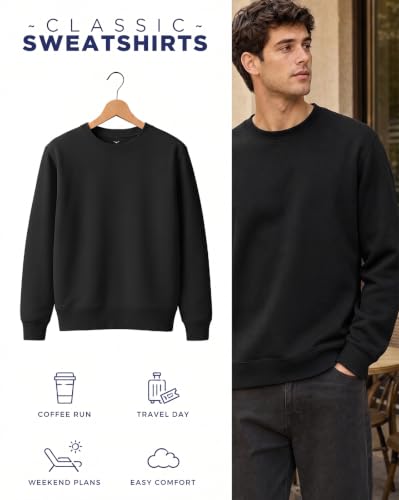Image of Nobero Sweatshirts for Man Stylish | 280 GSM Rich Cotton Fleece Solid Regular Fit Full Sleeve Sweatshirt for Men | Stylish Casual Wear Winter Crew Neck Sweatshirt for Men