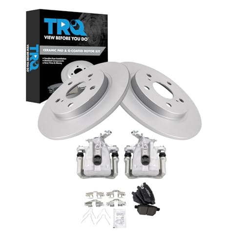 Image of TRQ Brake Pad & Rotor Kit Ceramic Premium G-Coated Compatible with 2009-2013 Toyota Matrix