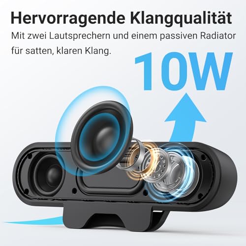 INGA USB-Lautsprecher für Computer-Monitor und Laptop, Clip-On Desktop-Soundbar, USB/C-PC-Lautsprecher, geeignet für Desktop, Laptop und Mac (Schwarz).