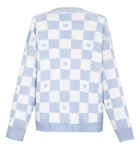 Image of Kawaii Cardigan for Women Girls Anime Plaid Cardigan Sweaters Long Sleeve Open Front Cardigans JK School Uniform, Blue S