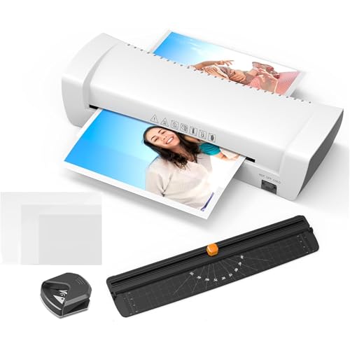 A4 Laminator Machine,4-in-1Cold & Hot Laminating Machine with Paper Trimmer and Corner Rounder, 5 A4/A5/A6 Laminating Pouches and ABS Button for Home Office School Supplies,AU Plug