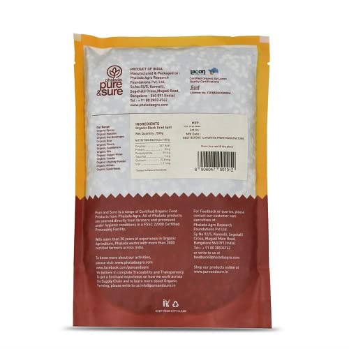 Image of Pure & Sure Organic Black Urad Split 500 gm | 100% Natural & Premium Kali Urad Dal Chilka | Rich in Protein | Unpolished & Unadulterated | (Pack of 2)