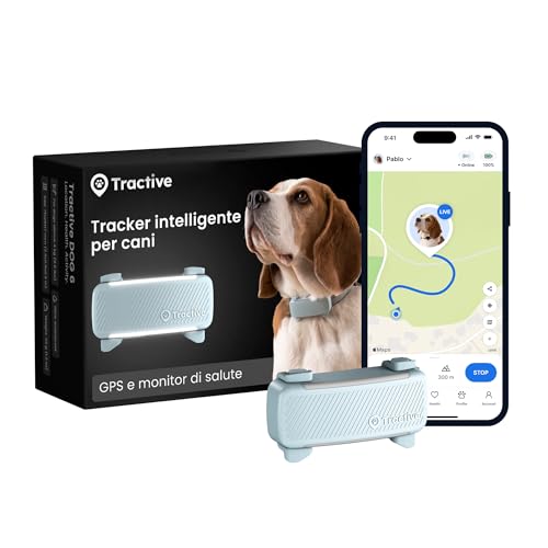 Tractive - GPS per cani | 2025 Edizione | N. 1 sul mercato | Localizzazione in tempo reale | Notifiche antifuga | Monitoraggio dell'attività | Avvisi di salute | Monitoraggio degli abbai (Menta)