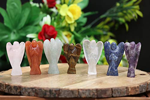 Figuritas de Ángeles Guardianes de Gemas Naturales Reiki Set de 7