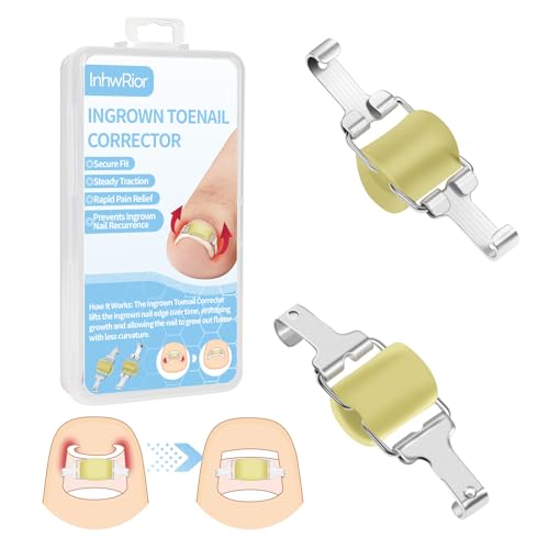 InhwRior Ingrown Toenail Corrector Easy at-Home Application Secure Fit (No Slipping Off) Steady Traction for Rapid Pain Relief Waterproof Uninterrupted Daily Use (0.83 to 0.91 Toenail Length)