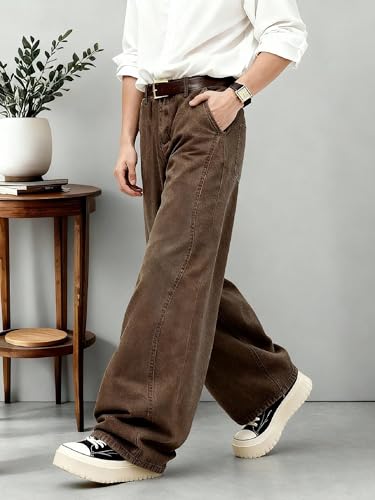 QNIM Men's Loose Fit Casual Jeans (Q-62-65) Coffee - Image 7