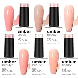 Umber Beauty Esmalte de uñas de gel Color Blush, colección de 5 x 10 ml, secado con UV/LED, manicura y pedicura para uso profesional, salón de belleza y uso doméstico, larga duración y fácil de